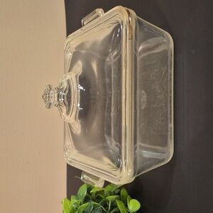 PYREX Vintage Clear Glass Square Casserole Dish with Lid 053-653 B